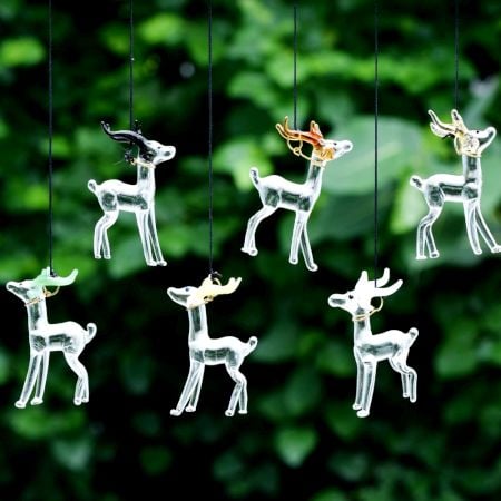 Multicolor Deer Christmas Tree Decoration Ornaments Set of 6 Pcs